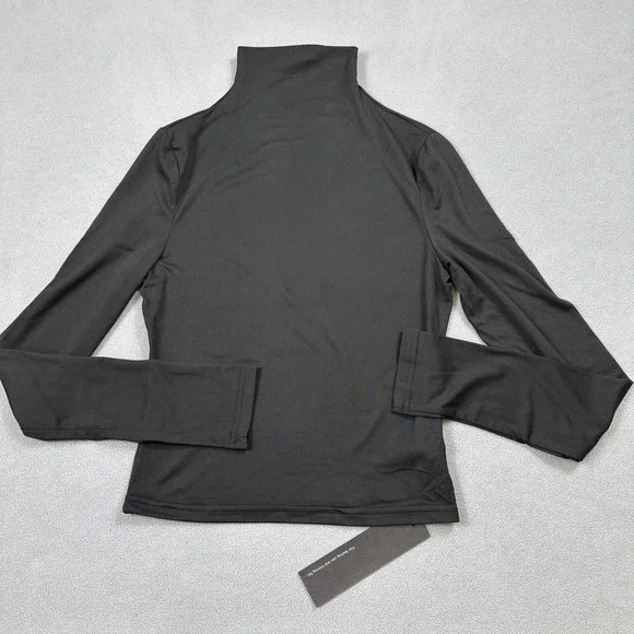 NWT S DEER Turtleneck Top M Womens Black Long Sleeve Fitted Pullover Blouse - Picture 2 of 5